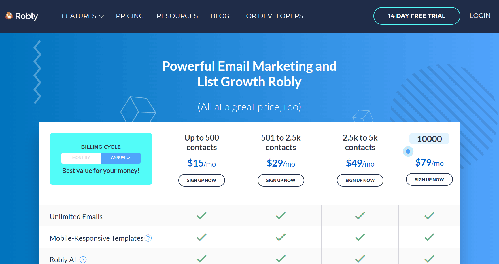Robly-Email-Marketing-Software-Pricings